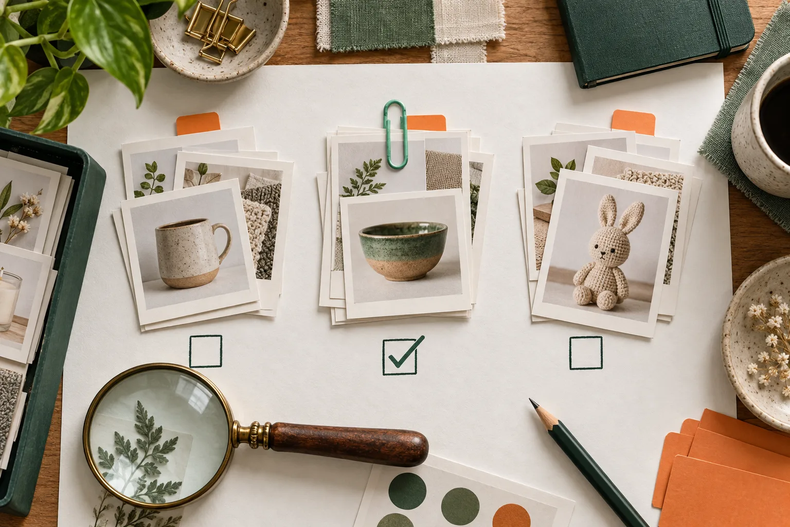 Echantillon de fiches Etsy selectionne pour un test