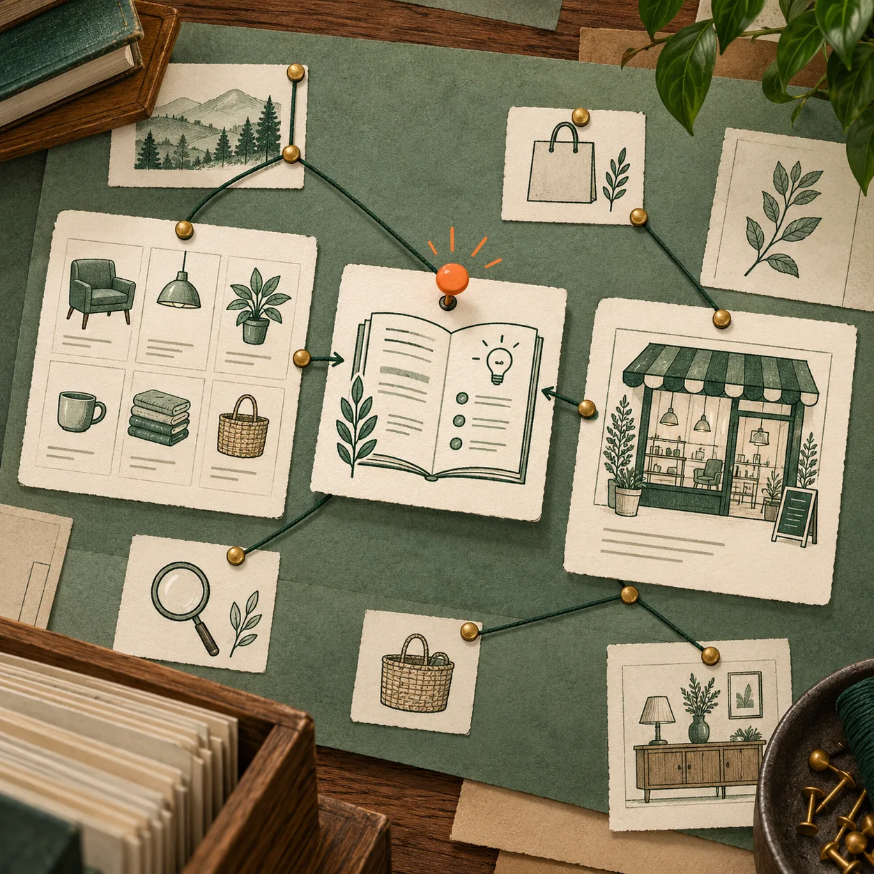 Carte de liens entre guide, collection et page produit