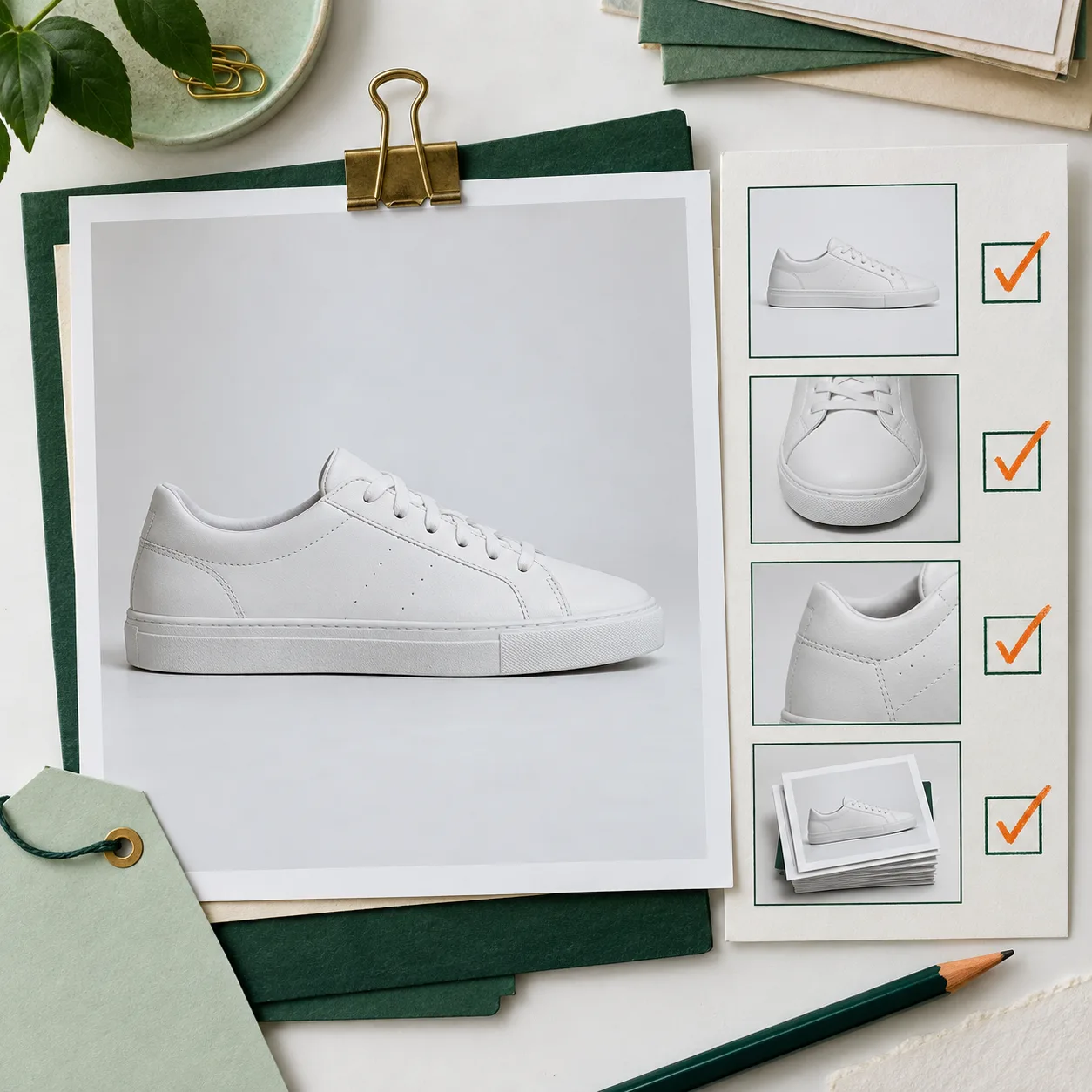 Fiche de controle pour une photo produit de chaussure