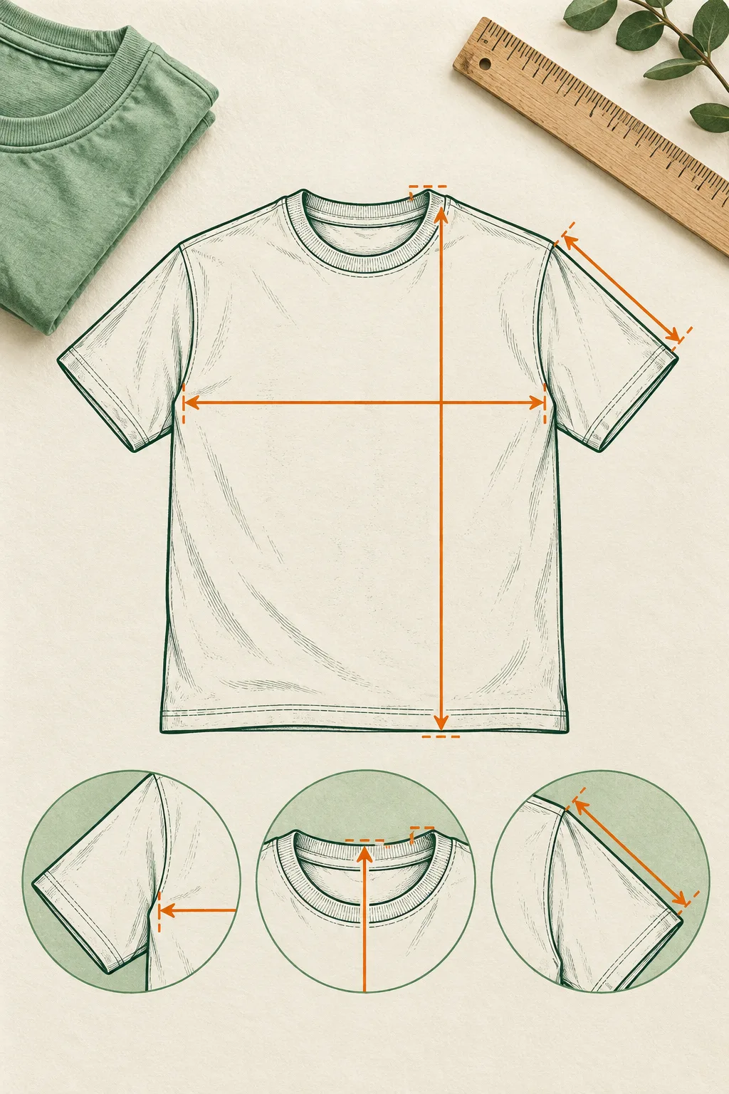 Guide illustré pour mesurer un t-shirt à plat