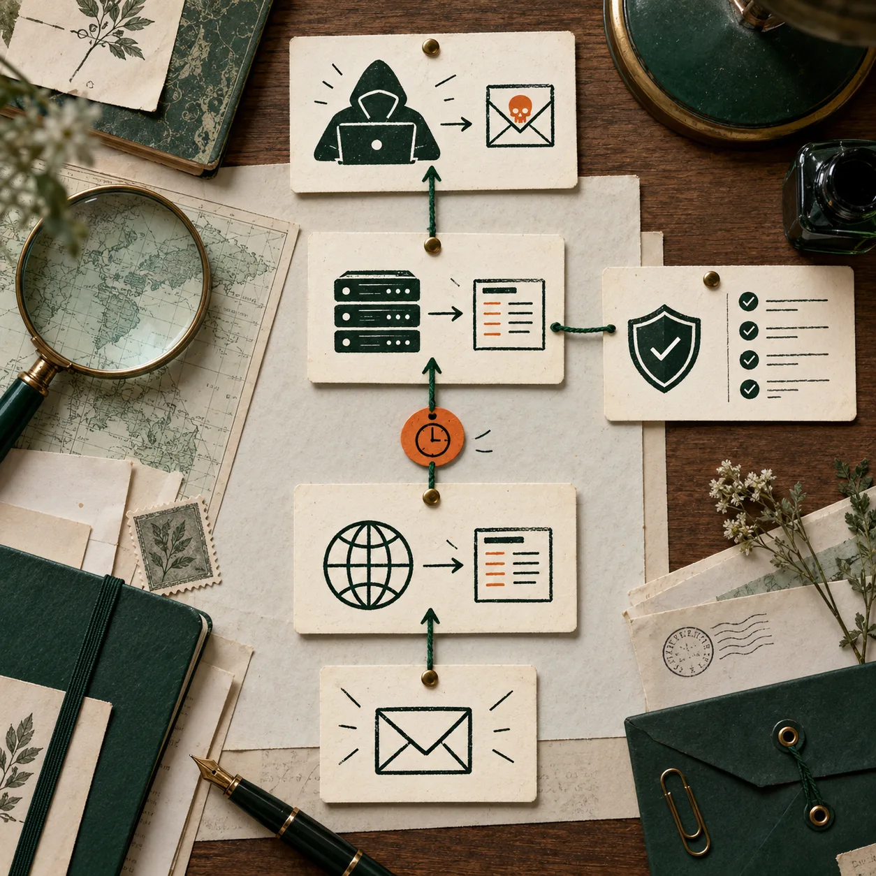 Parcours visuel des relais et controles d un message
