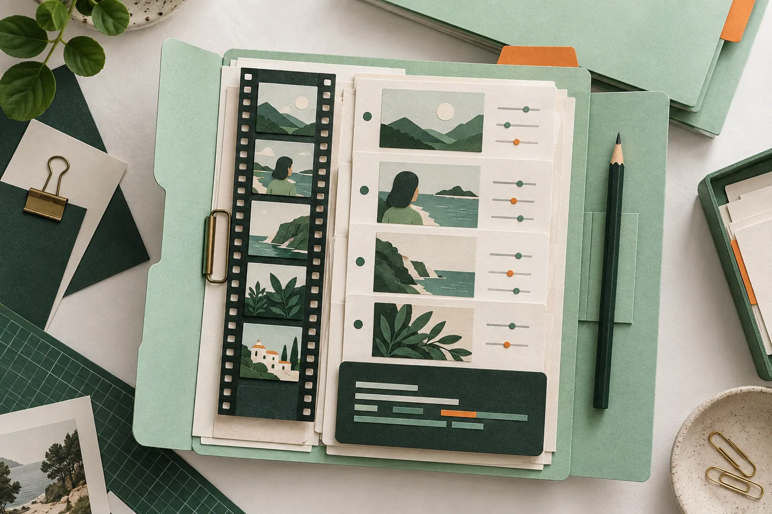 Dossier de projet vidéo modifiable avec plans et pellicule