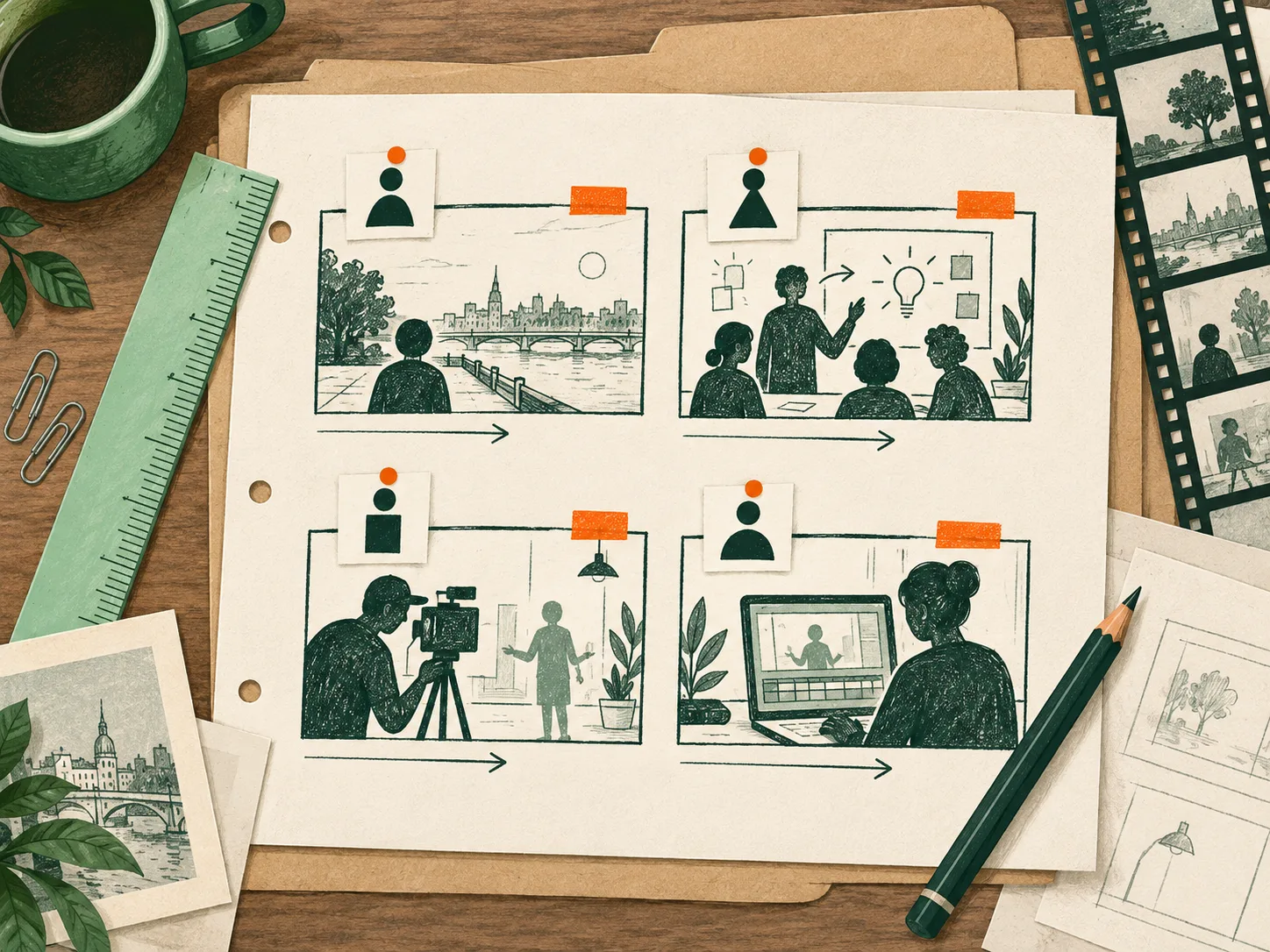 Fiches de storyboard pour organiser les scènes d’une vidéo produit