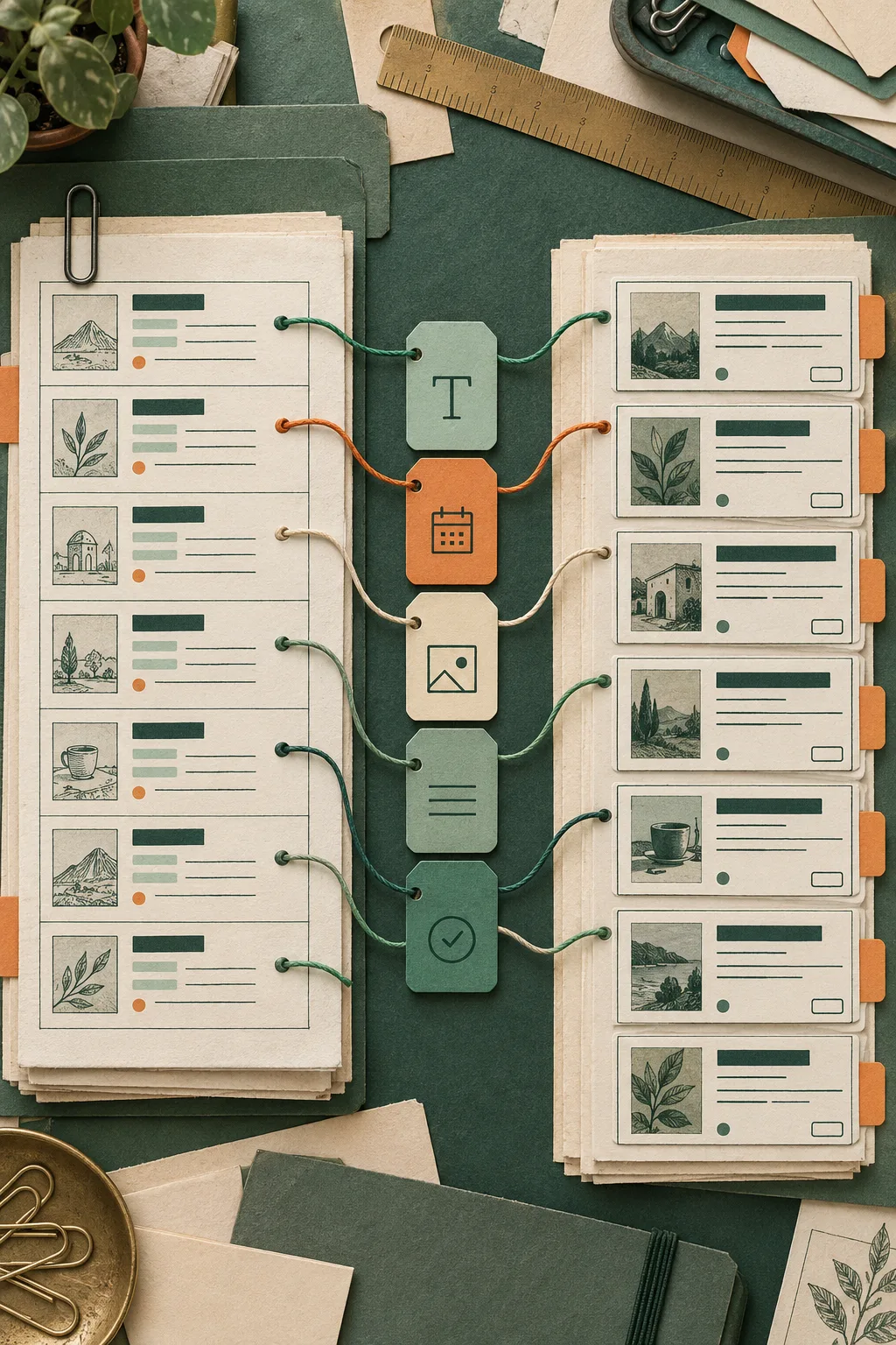 Cartes de contenu reliees par une table de correspondance